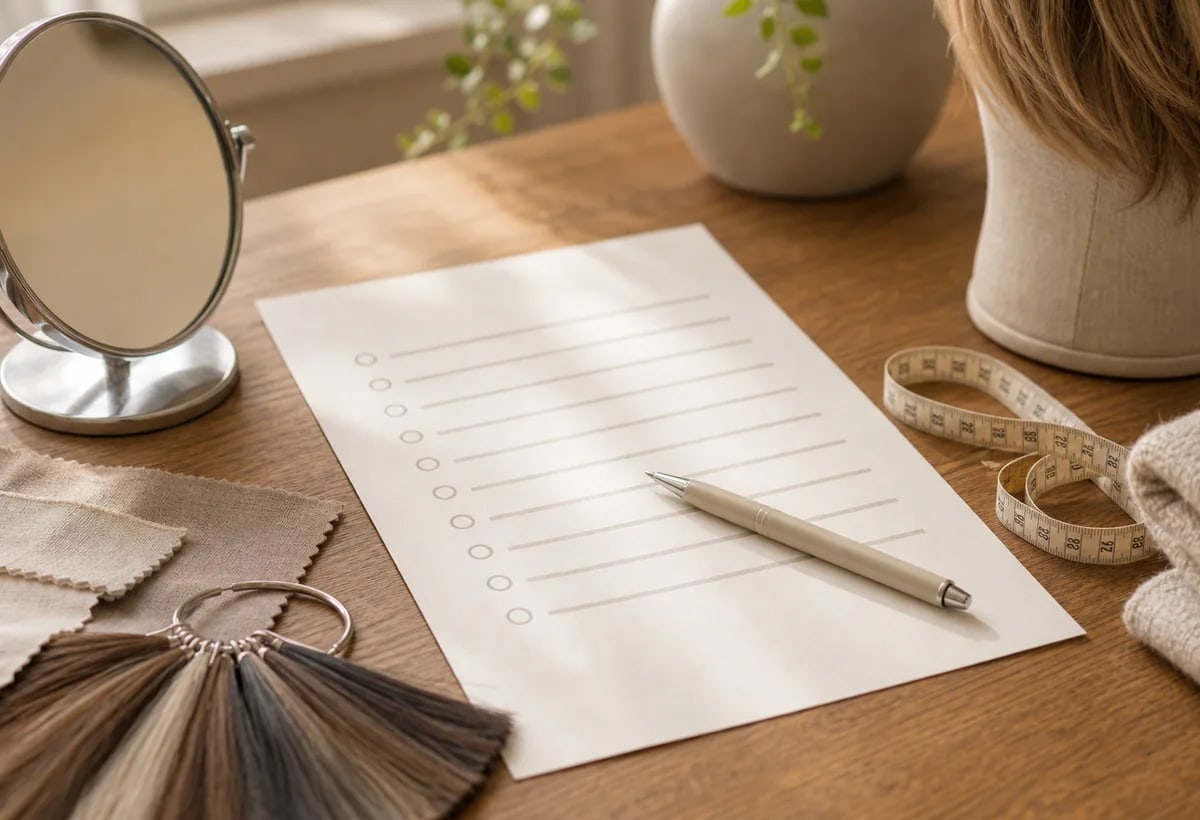 Checkliste und Materialien zur Vorbereitung der ersten Perückenberatung in Balingen.