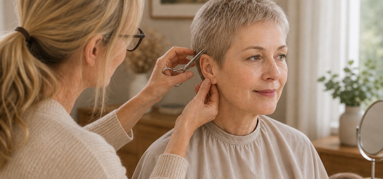 Erster sensibler Haarschnitt nach Therapie oder Reha.